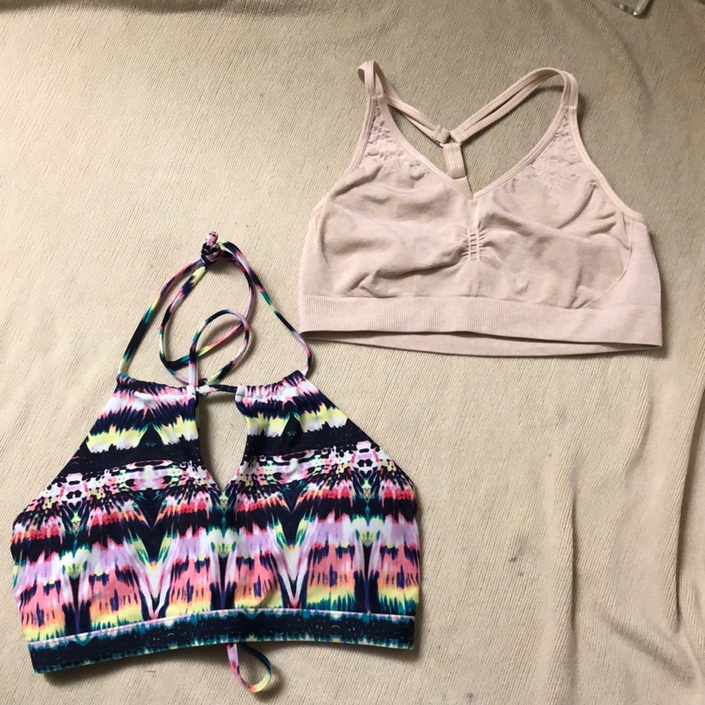 Athleta boho bright high neck bikini top (nude sports bra not included)